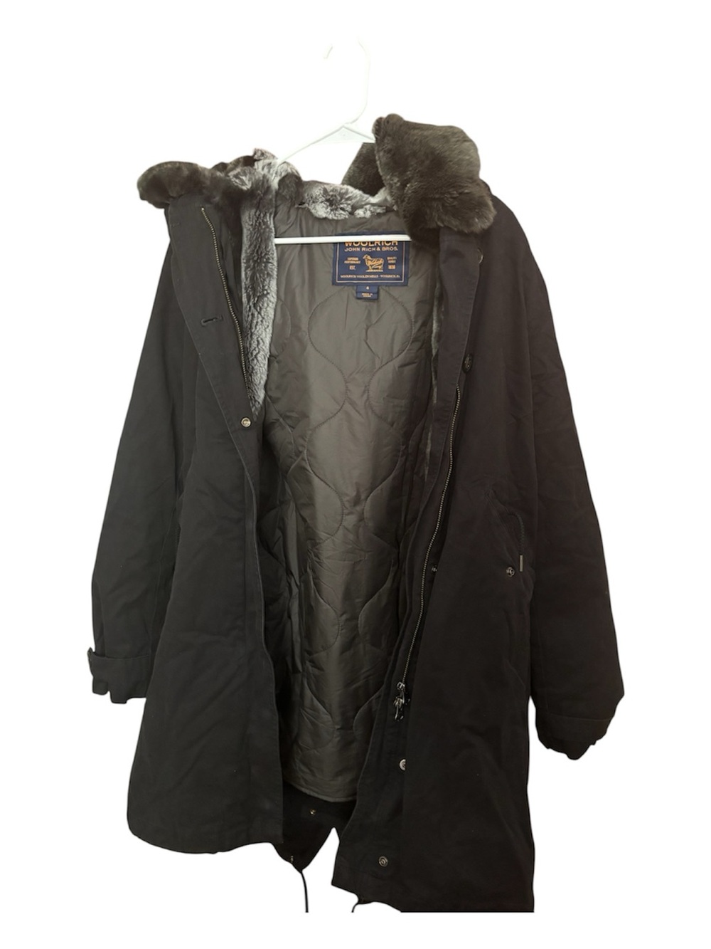 Woolrich Women Fur Black Parka Jacket